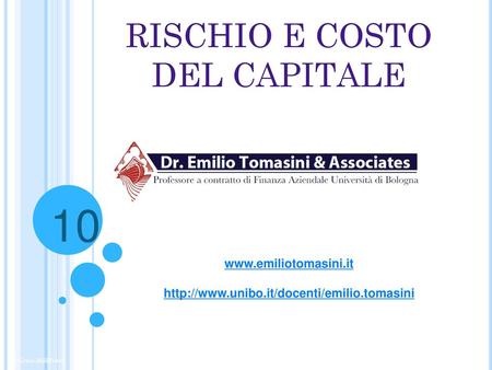 RISCHIO E COSTO DEL CAPITALE