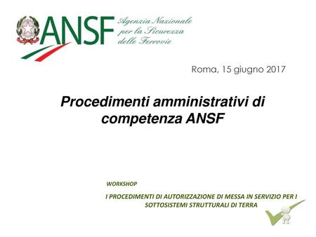 Procedimenti amministrativi di competenza ANSF