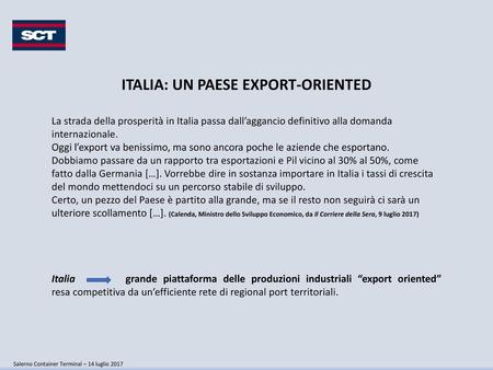 ITALIA: UN PAESE EXPORT-ORIENTED