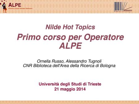 Primo corso per Operatore ALPE Università degli Studi di Trieste