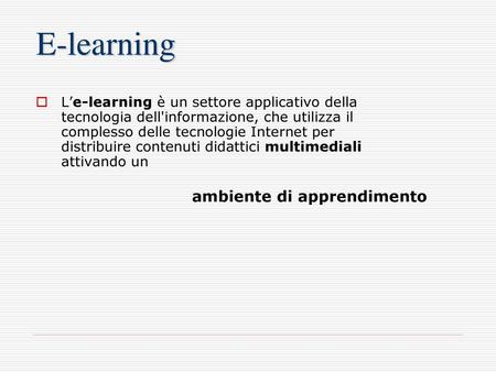 E-learning ambiente di apprendimento