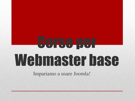 Corso per Webmaster base