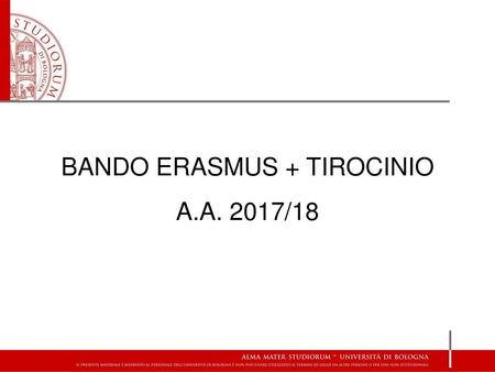 BANDO ERASMUS + TIROCINIO