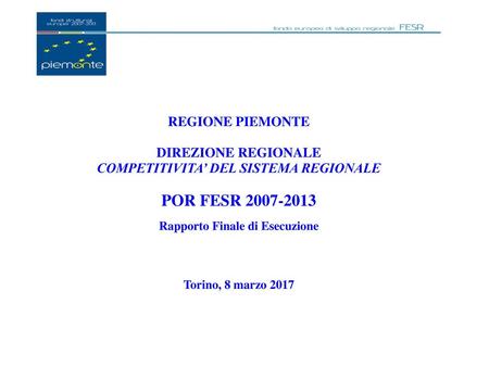 COMPETITIVITA’ DEL SISTEMA REGIONALE Rapporto Finale di Esecuzione