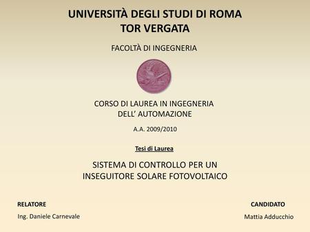 UNIVERSITÀ DEGLI STUDI DI ROMA