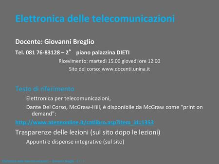 Elettronica per Telecomunicazioni - 1.1