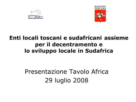 Presentazione Tavolo Africa 29 luglio 2008