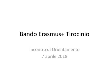 Bando Erasmus+ Tirocinio