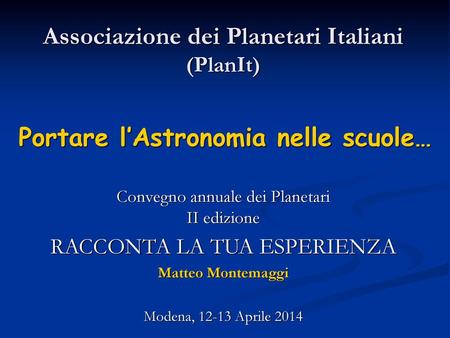 Associazione dei Planetari Italiani (PlanIt)