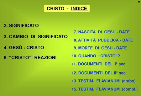 CRISTO - INDICE 2. SIGNIFICATO 3. CAMBIO DI SIGNIFICATO
