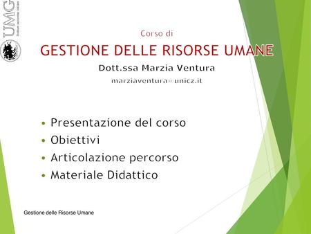 GESTIONE DELLE RISORSE UMANE Dott.ssa Marzia Ventura