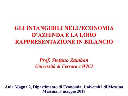 Prof. Stefano Zambon Università di Ferrara e WICI