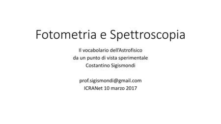 Fotometria e Spettroscopia
