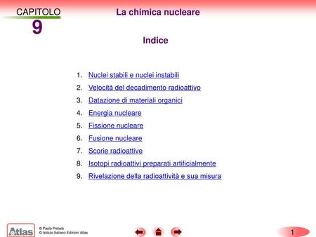 9 CAPITOLO La chimica nucleare Indice 1