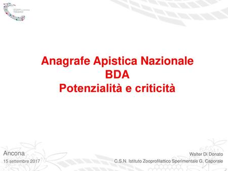 Anagrafe Apistica Nazionale BDA Potenzialità e criticità