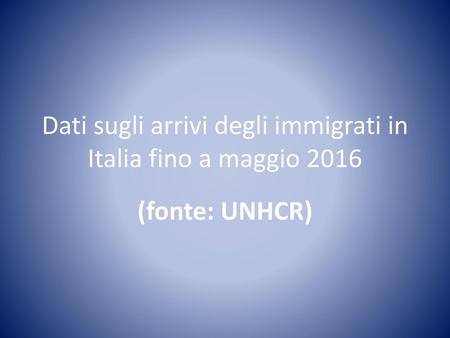 Dati sugli arrivi degli immigrati in Italia fino a maggio 2016