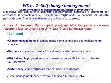 WS n. 2 -Selfchange management