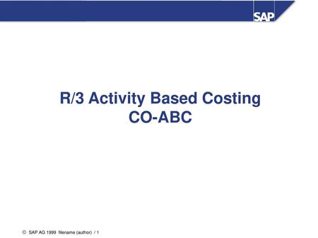 R/3 Activity Based Costing
