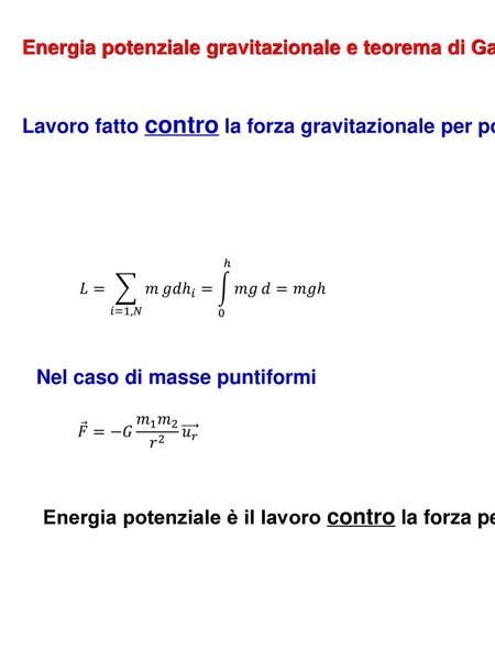 Energia potenziale gravitazionale e teorema di Gauss
