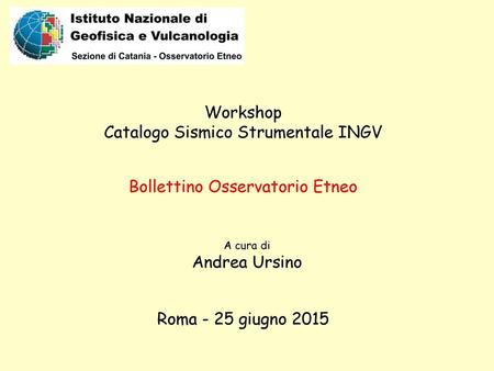 Catalogo Sismico Strumentale INGV