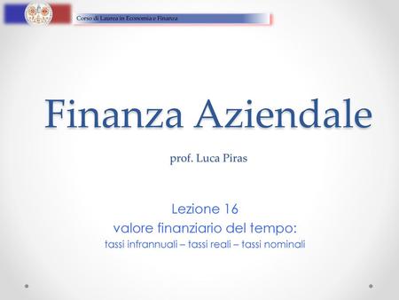 Finanza Aziendale prof. Luca Piras