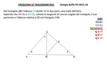 PROBLEMA DI TRIGONOMETRIA Giorgio Buffa 4H