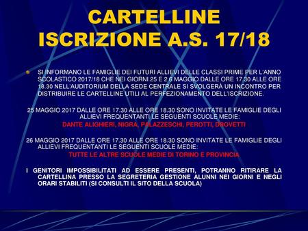 CARTELLINE ISCRIZIONE A.S. 17/18