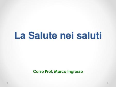 Corso Prof. Marco Ingrosso