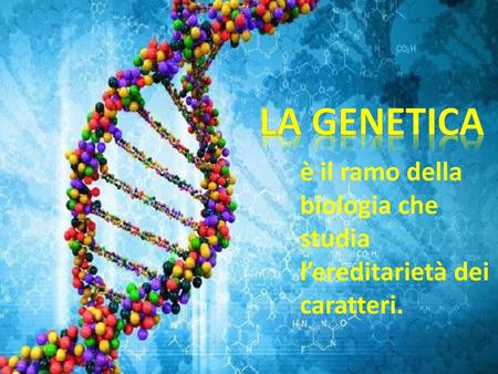 La genetica è il ramo della biologia che studia l’ereditarietà dei caratteri.