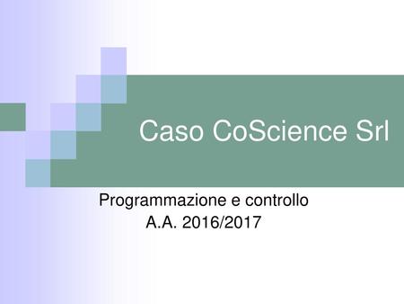 Programmazione e controllo A.A. 2016/2017