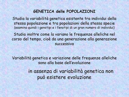 GENETICA delle POPOLAZIONI