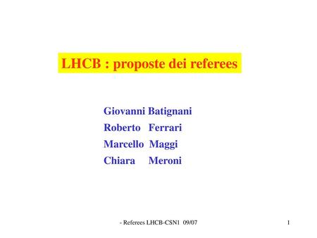 LHCB : proposte dei referees