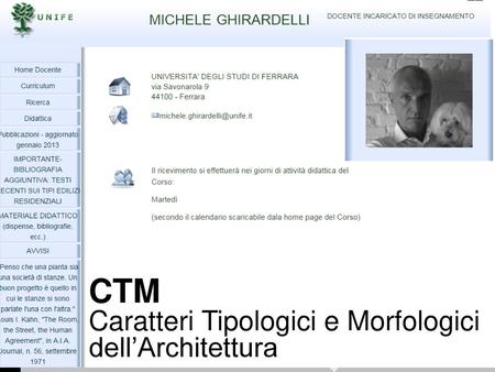 CTM Caratteri Tipologici e Morfologici dell’Architettura.