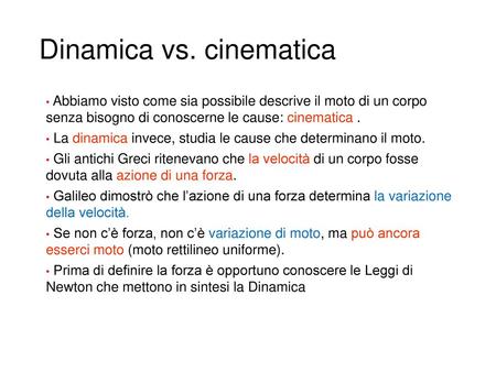 Dinamica vs. cinematica