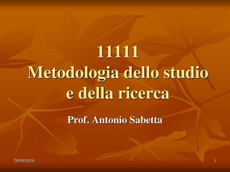 11111 Metodologia dello studio e della ricerca