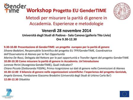 Workshop Progetto EU GenderTIME