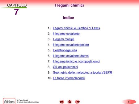 7 CAPITOLO I legami chimici Indice 1