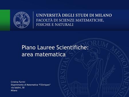 Piano Lauree Scientifiche: area matematica