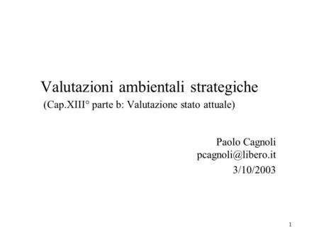 Valutazioni ambientali strategiche (Cap