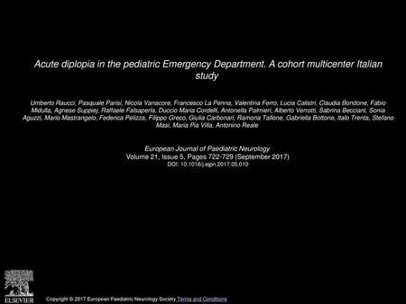 Acute diplopia in the pediatric Emergency Department