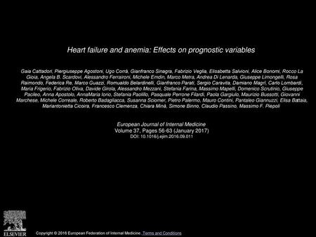 Heart failure and anemia: Effects on prognostic variables