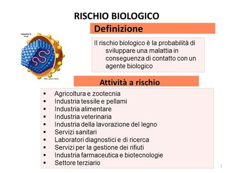 Rischio biologico RISCHIO BIOLOGICO Definizione Attività a rischio