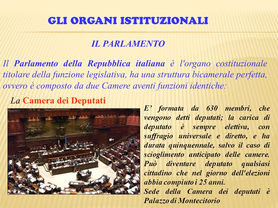 L ordinamento costituzionale dello stato ppt video for Struttura del parlamento italiano