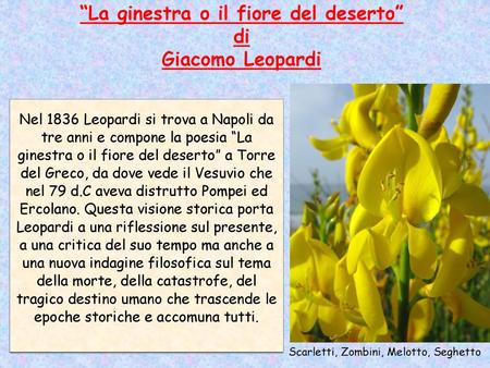 “La ginestra o il fiore del deserto” di Giacomo Leopardi