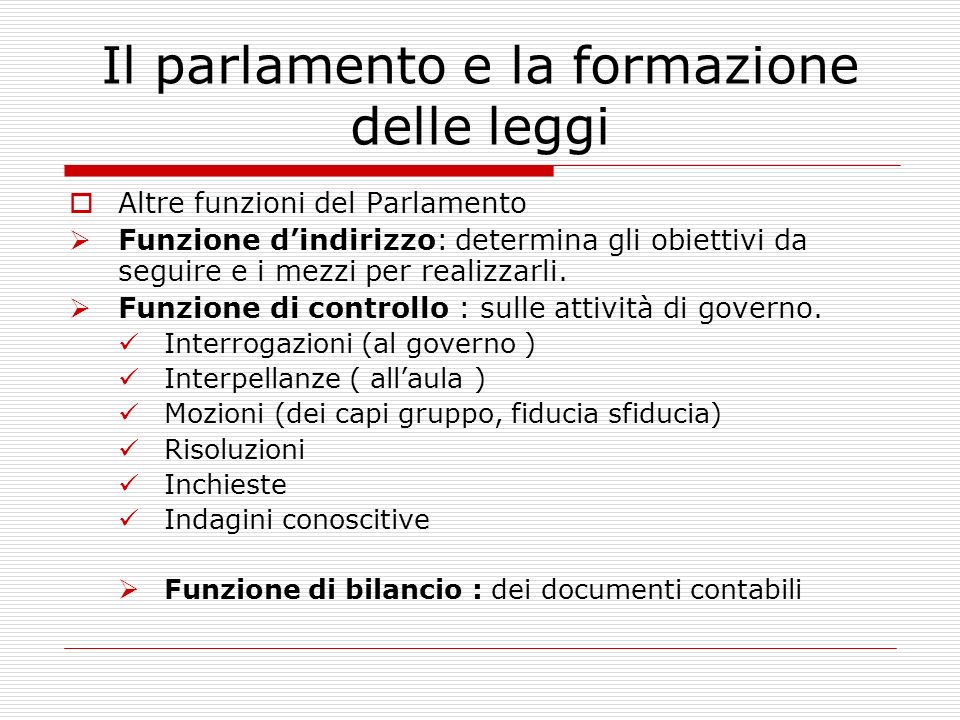 Il parlamento e la formazione delle leggi ppt video for Struttura del parlamento italiano