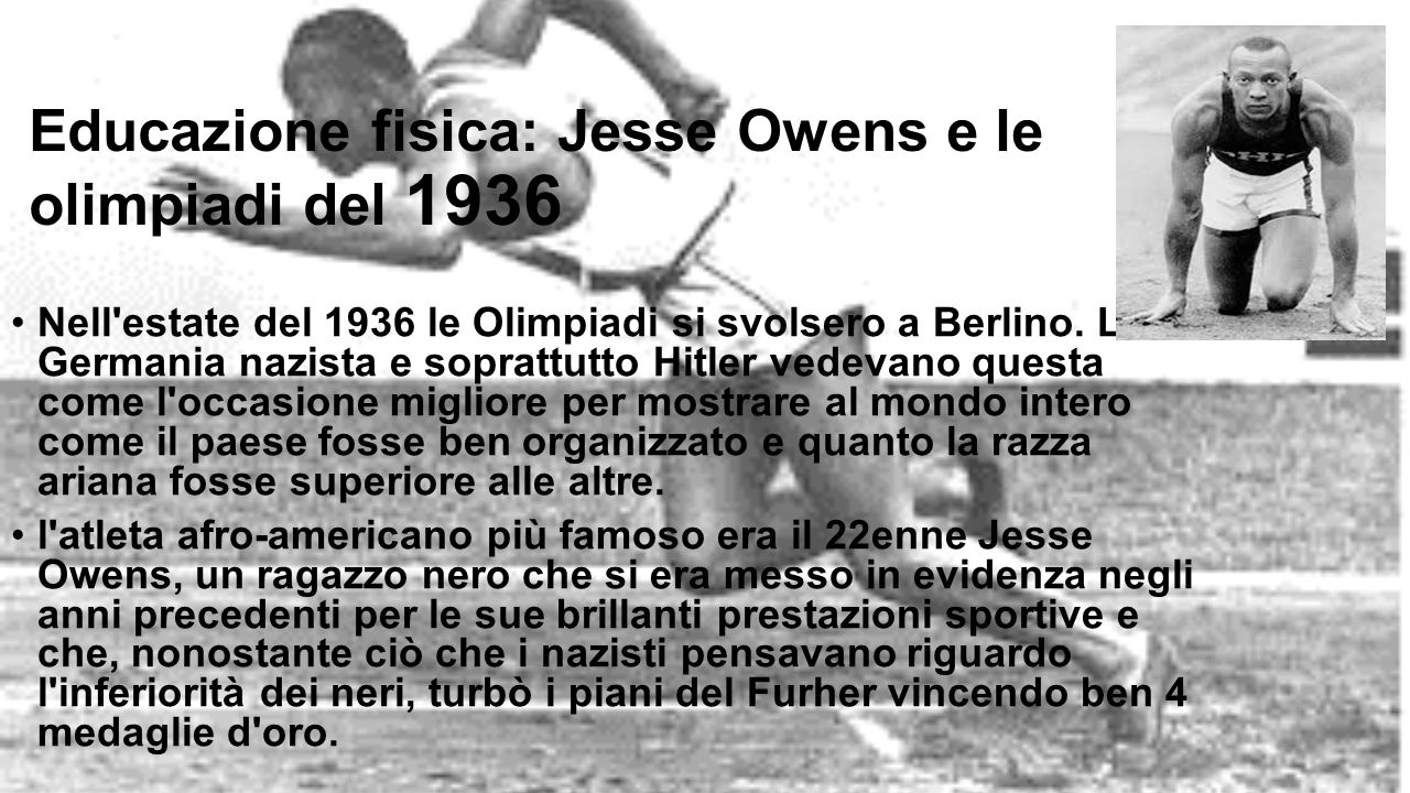 Educazione fisica: Jesse Owens e le olimpiadi del 1936