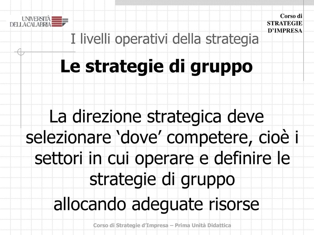I livelli operativi della strategia