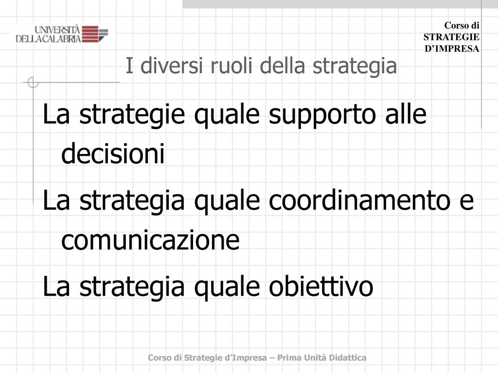 I diversi ruoli della strategia