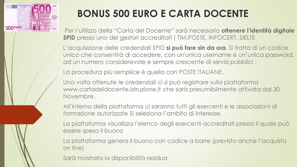 BONUS 500 EURO E CARTA DOCENTE