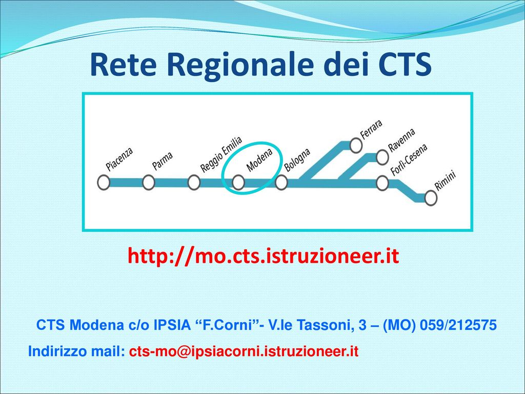 CTS Modena c/o IPSIA F.Corni - V.le Tassoni, 3 – (MO) 059/212575